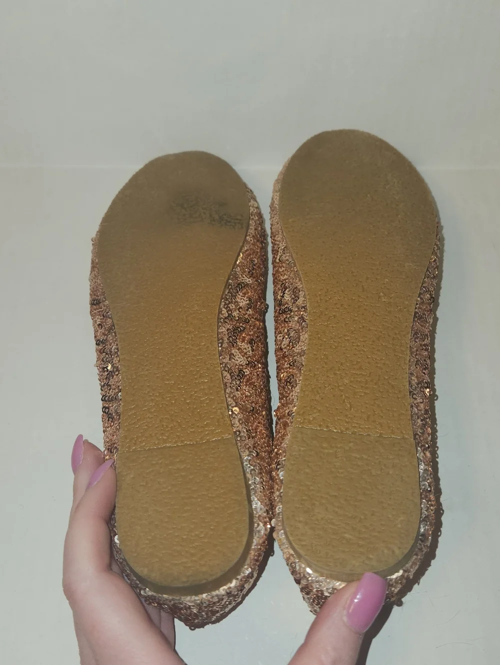 Rose Gold Sequin Embellished Rounded Toe Ballet Flats Size 8 39 EUC